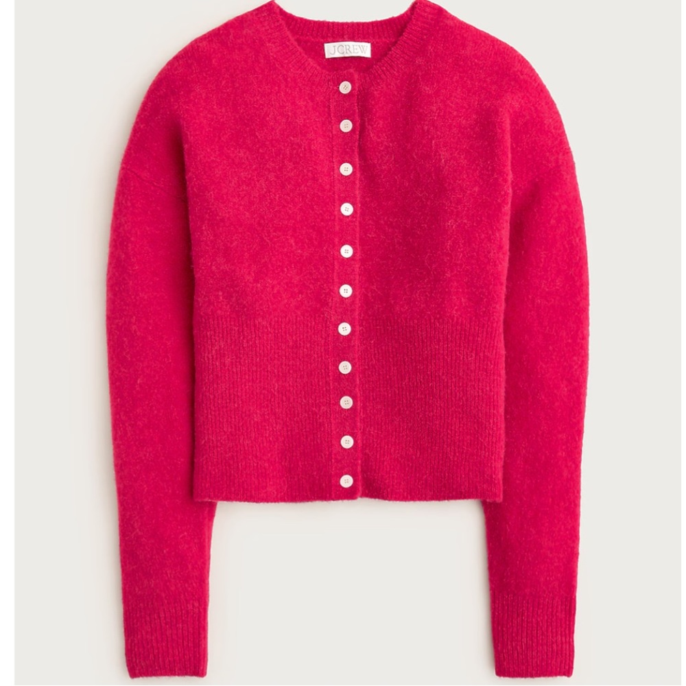 J.Crew High Rib Cardigan in Alpaca Wool Blend Juneberry NWT SZ med